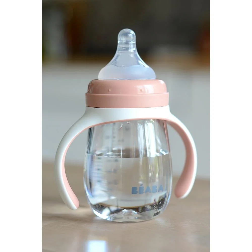 BEABA 2-IN-1 BOTTLE TO SIPPY LEARNING CUP 210ML - VINTAGE PINK - Image 5
