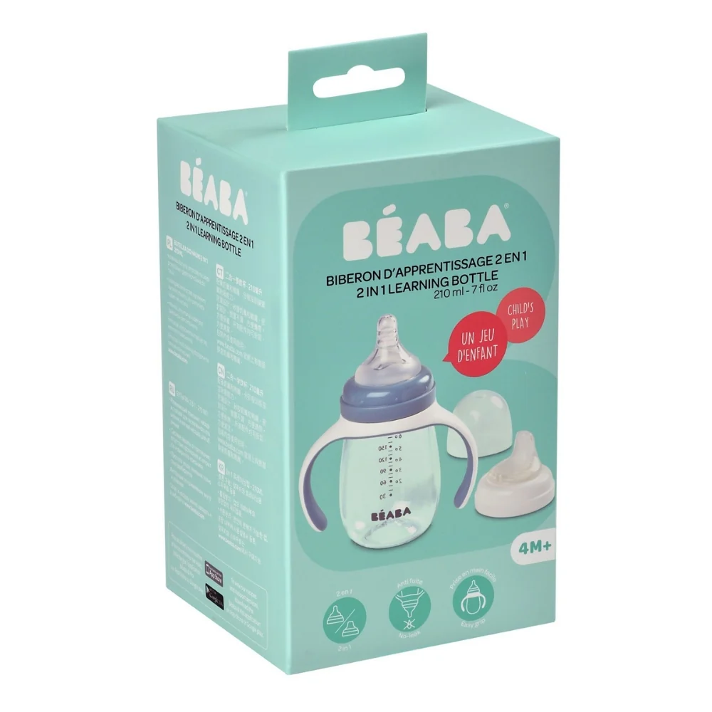 BEABA 2-IN-1 BOTTLE TO SIPPY LEARNING CUP 210ML - WINDY BLUE.  NEW - Image 7
